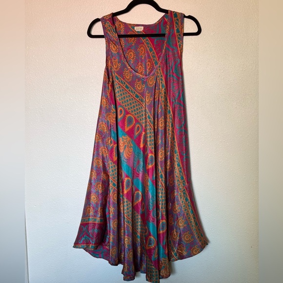 Dharma 70% silk Multicolor Sleeveless Dress size S/m - Picture 2 of 7
